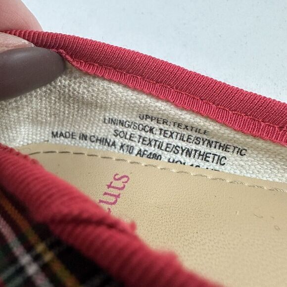 J. Crew Crewcuts Toddler Girls Sz 10c Red Tartan Plaid Ballet Flats Slip On Bow - Picture 10 of 11